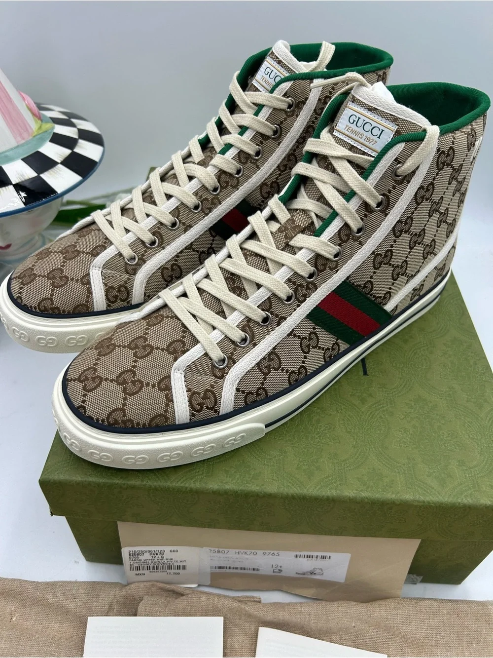 Men's Gucci tennis 1977 GG monogram canvas sneakers size 12.5 fits 13 US